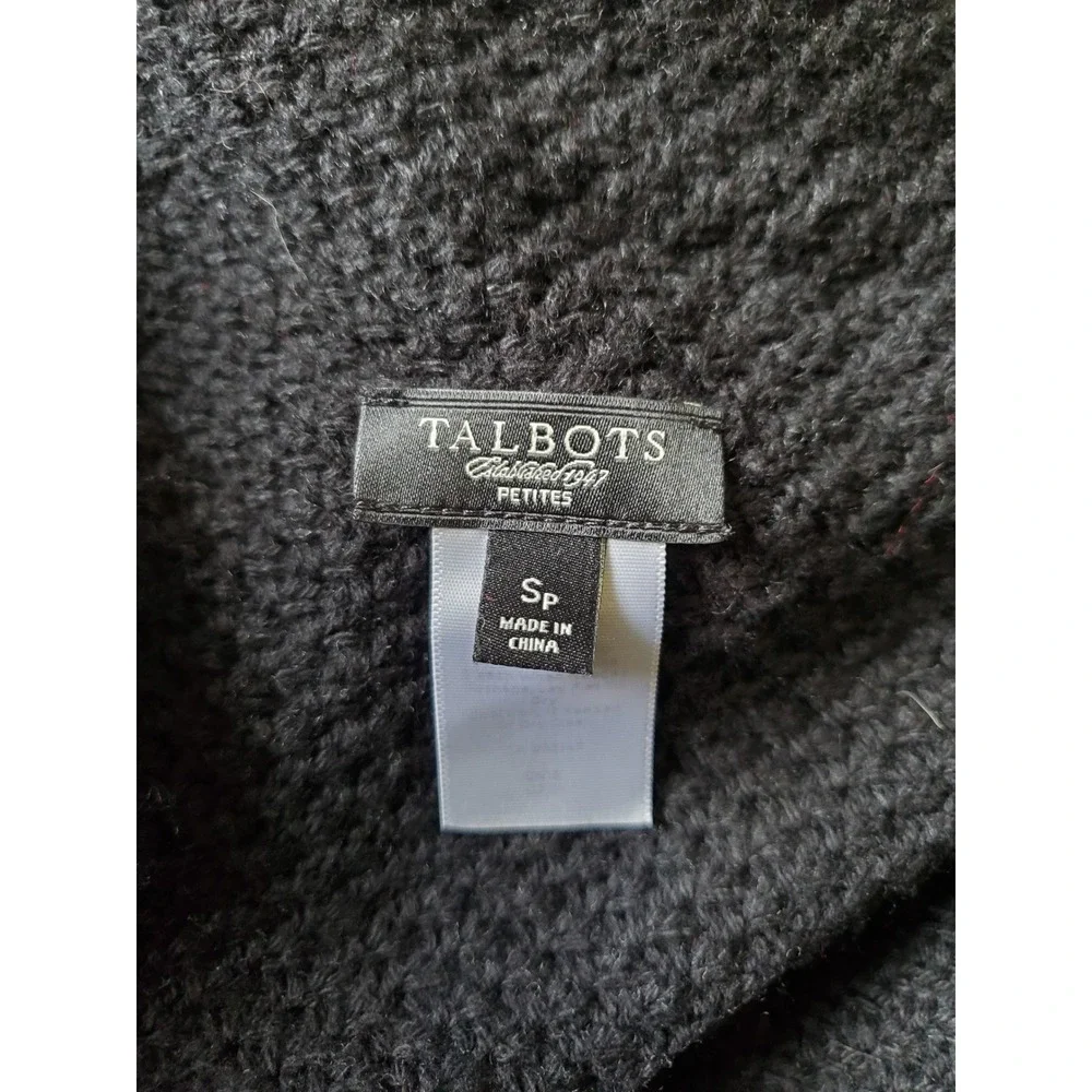 Talbots Petites Black Waterfall Cardigan Sweater Size SP - Picture 3 of 4